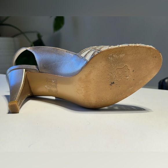 Stuart Weitzman open toe high heels sandals light gold (silver gold), EU 38 1/2 - Picture 4 of 16